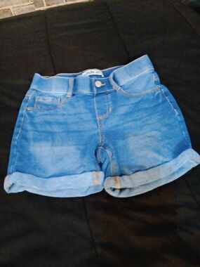 Girls Light Blue Denim Roll-Cuff Shorts